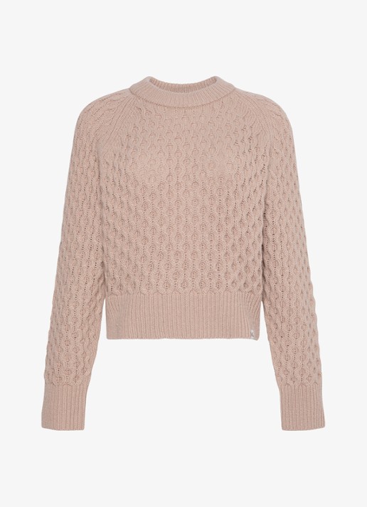 Calvin Klein Kabelgebreide trui in merino wolblend - voorkant 5 donkerkhaki