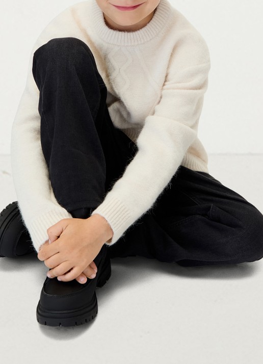 Calvin Klein Kabelgebreide trui in wolblend  - detail 5 wit