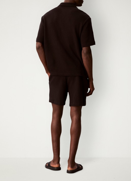 Calvin Klein Korte broek met wafelstructuur - achterkant 5 zwart