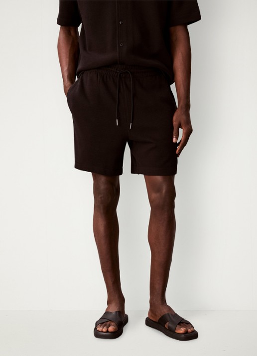 Calvin Klein Korte broek met wafelstructuur - detail 3 zwart