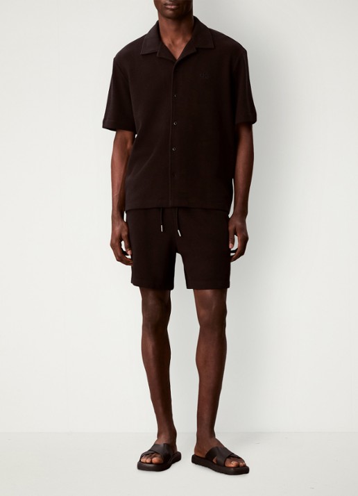 Calvin Klein Korte broek met wafelstructuur - voorkant 2 zwart