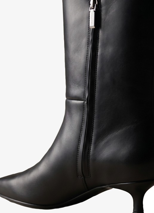 Calvin Klein Laars van leer - detail 4 diepzwart