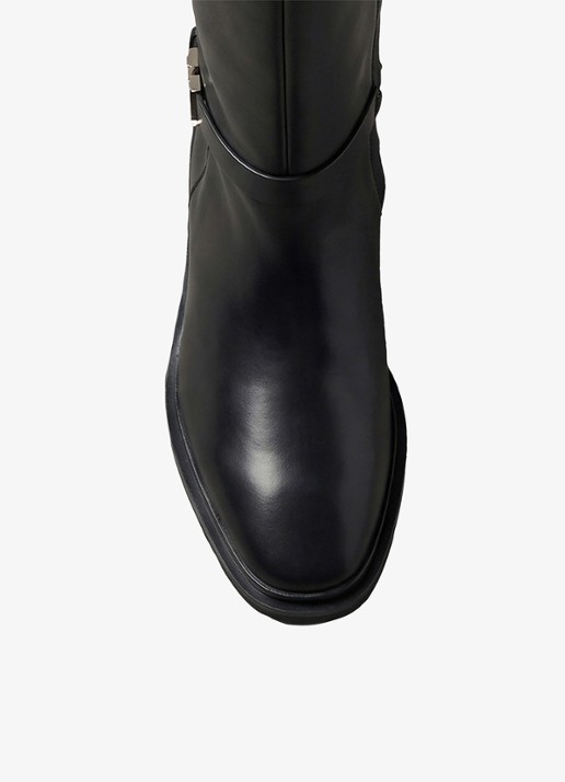 Calvin Klein Laars van leer - detail 4 zwart
