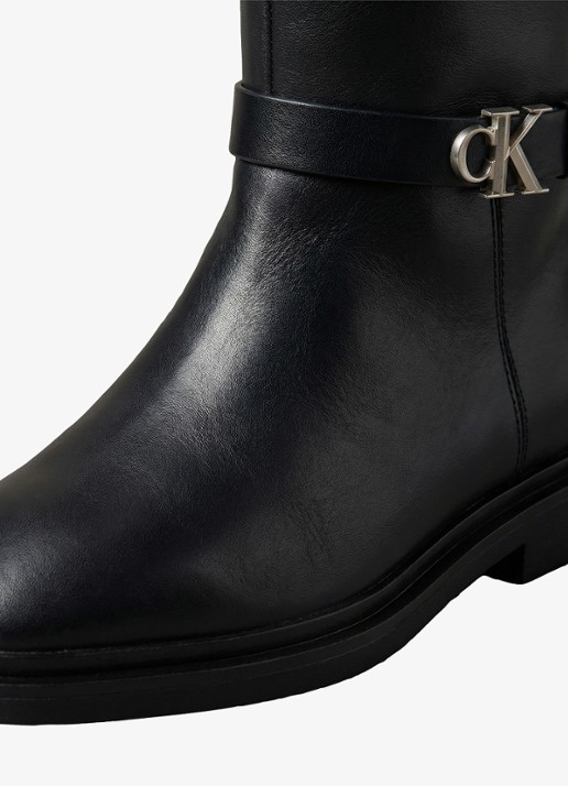 Calvin Klein Laars van leer - detail 7 zwart