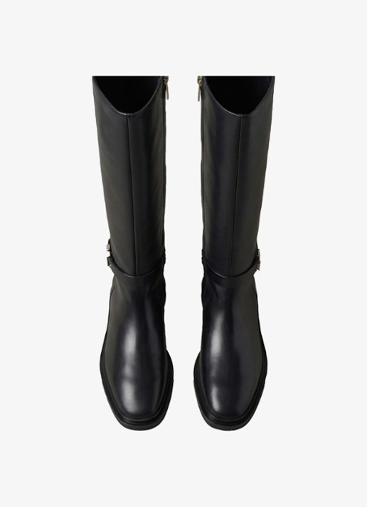 Calvin Klein Laars van leer - voorkant 2 zwart