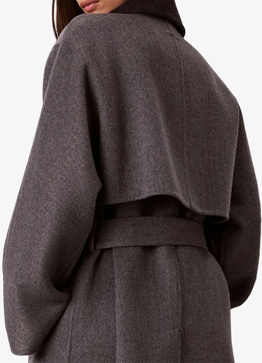 Calvin Klein Lange trenchcoat van wolmix - detail 4 grijs