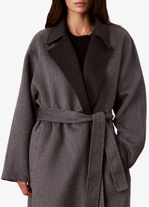 Calvin Klein Lange trenchcoat van wolmix - detail 5 grijs