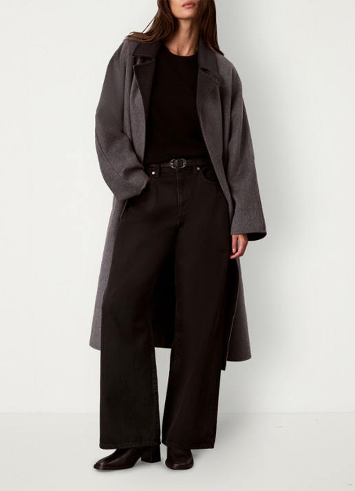 Calvin Klein Lange trenchcoat van wolmix - voorkant 2 grijs