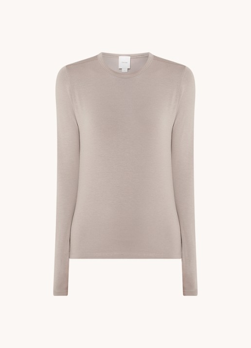 Calvin Klein Longsleeve met stretch - voorkant 3 donkerbeige