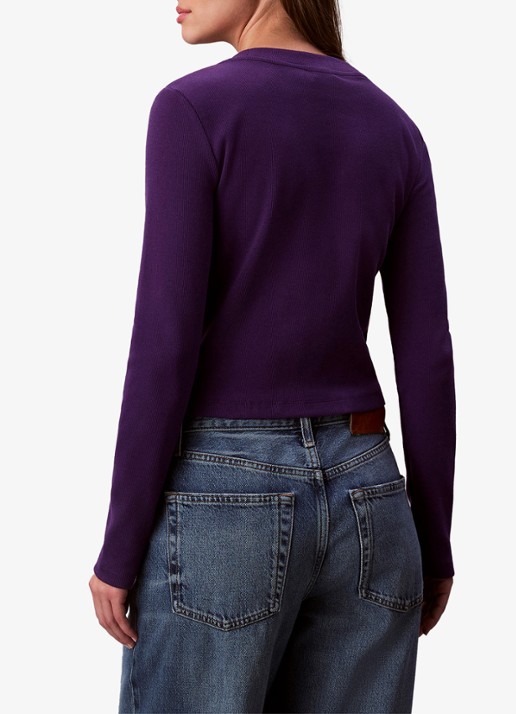 Calvin Klein Longsleeve top met logo en ronde hals - achterkant 4 paars