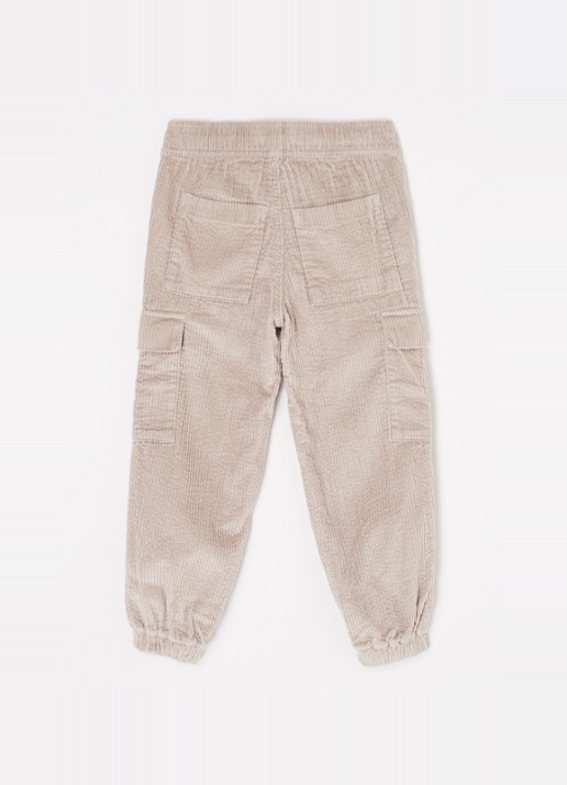 Calvin Klein Loose fit cargobroek van corduroy met logo - voorkant 3 lichtgrijs