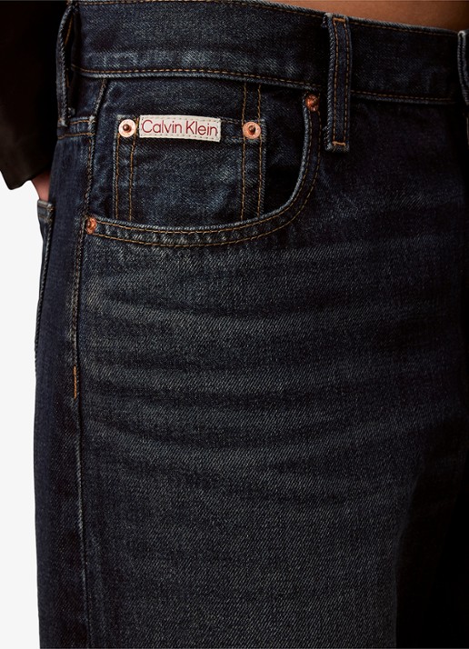 Calvin Klein Low waist wide fit jeans met donkere wassing - detail 2 donkergrijs