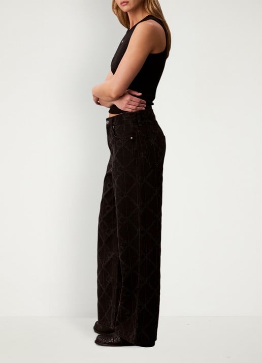 Calvin Klein Low waist wide fit jeans met logoprint - detail 6 zwart