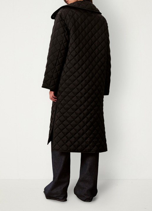 Calvin Klein Mantel met quilt patroon en paspelzakken - achterkant 6 zwart