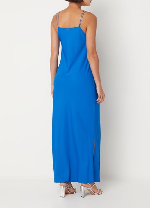 Calvin Klein Maxi jurk met split - achterkant kobaltblauw