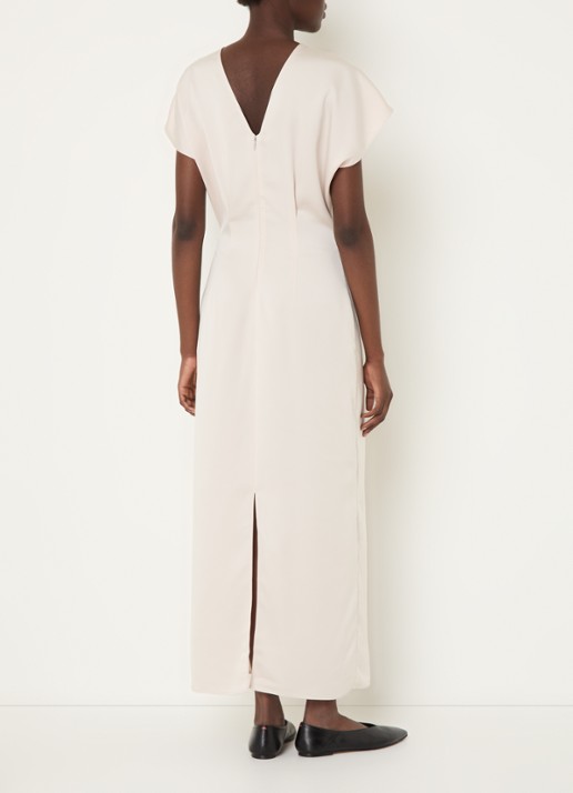 Calvin Klein Maxi jurk van satijn met split - achterkant 4 creme