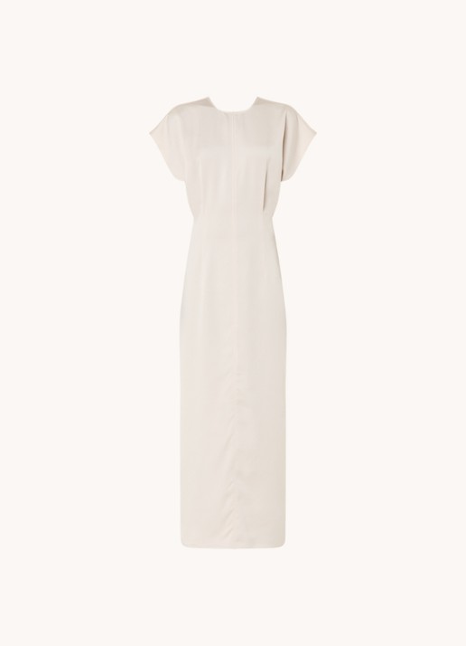 Calvin Klein Maxi jurk van satijn met split - voorkant 2 creme