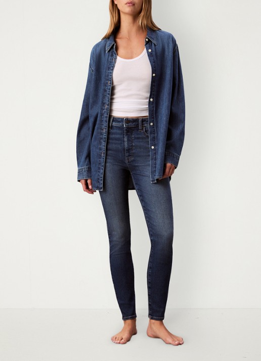 Calvin Klein Mid waist skinny jeans met lichte wassing - voorkant 3 indigo