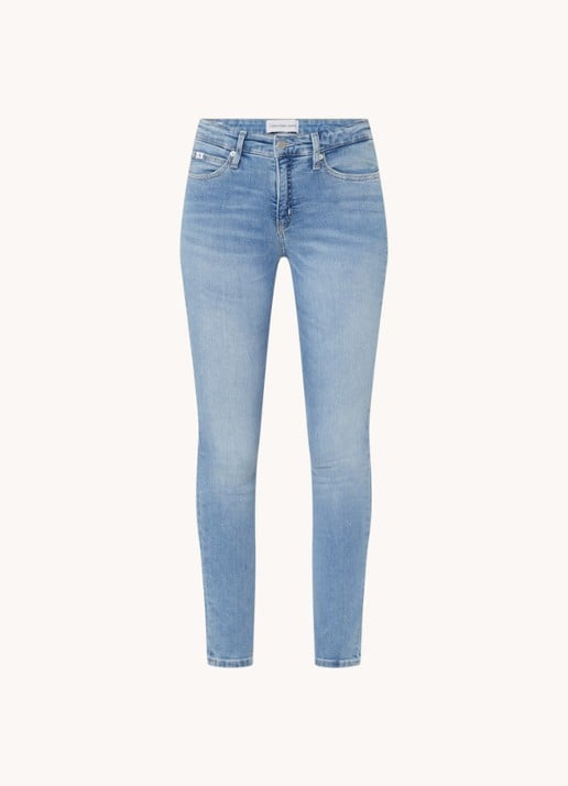 Calvin Klein Mid waist skinny jeans met lichte wassing - voorkant 4 indigo