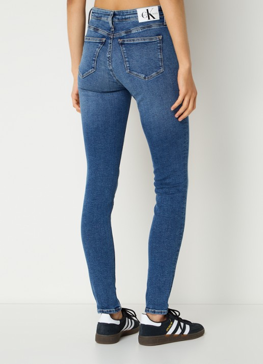 Calvin Klein Mid waist skinny jeans met medium wassing - achterkant 4 indigo
