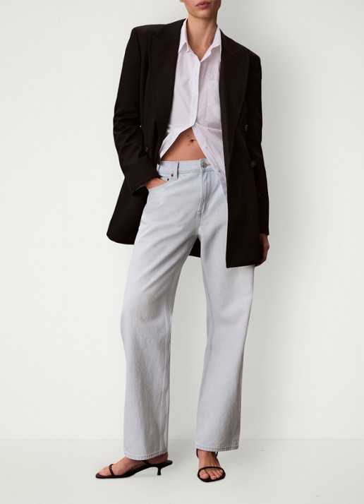 Calvin Klein Mid waist straight fit jeans met lichte wassing - voorkant 2 denim