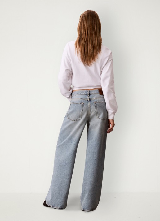 Calvin Klein Mid waist straight fit jeans met lichte wassing - achterkant 6 basset blue-scb /  blauw