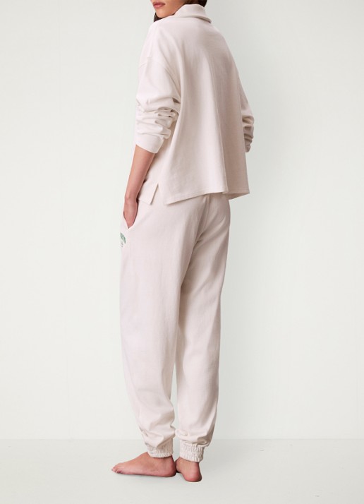 Calvin Klein Mid waist tapered fit joggingsbroek met logo - achterkant wit
