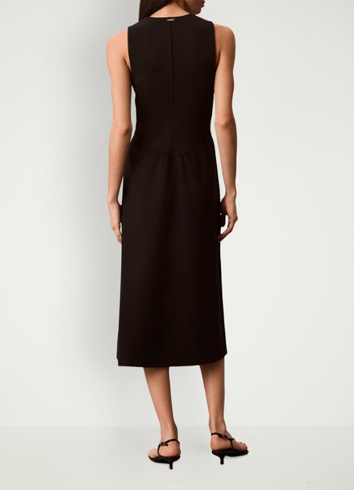 Calvin Klein Midi jurk met plooien - achterkant 6 zwart