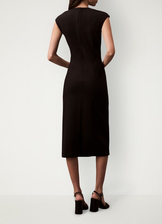 Calvin Klein Midi kokerjurk met ronde hals - achterkant 4 zwart