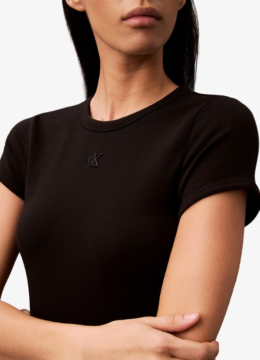 Calvin Klein Mini jurk met ribstructuur - detail 4 zwart