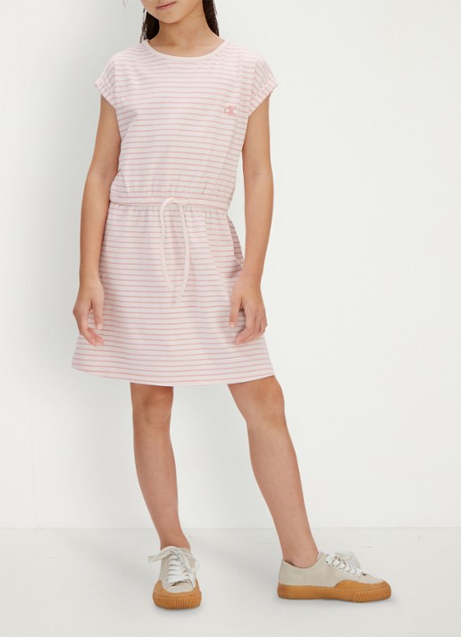 Calvin Klein Mini jurk met streepprint en steekzakken - detail 4 roze