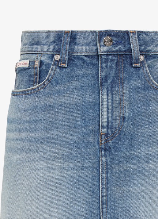 Calvin Klein Mini rok met medium wassing - detail 2 denim