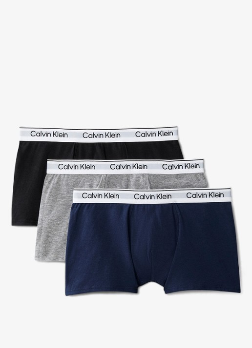 Calvin Klein Modern boxer met logoband in 3-pack - voorkant donkerblauw