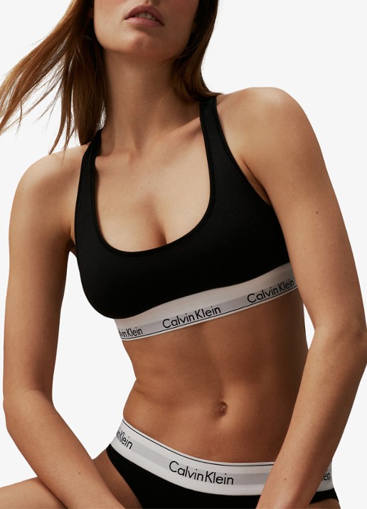 Calvin Klein Modern bralette met logoband - detail 2 black / zwart