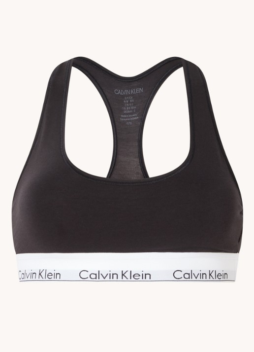 Calvin Klein Modern bralette met logoband - voorkant 7 black / zwart