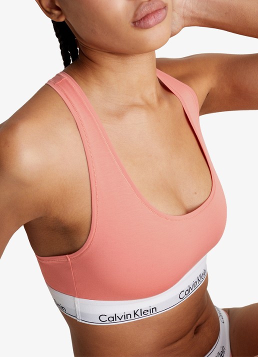 Calvin Klein Modern bralette met logoband - detail 4 coral almond  / roze