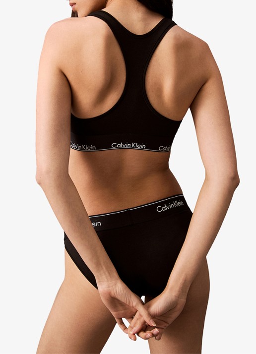 Calvin Klein Modern bralette met logoband - achterkant 3 black w. dtm / zwart