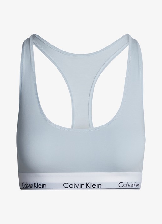 Calvin Klein Modern bralette met logoband - voorkant 2 plein air  / blauw