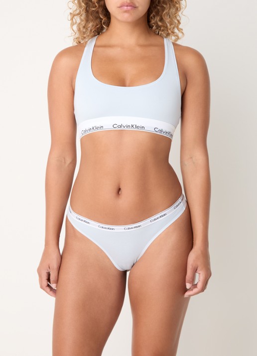 Calvin Klein Modern bralette met logoband - voorkant 3 plein air  / blauw