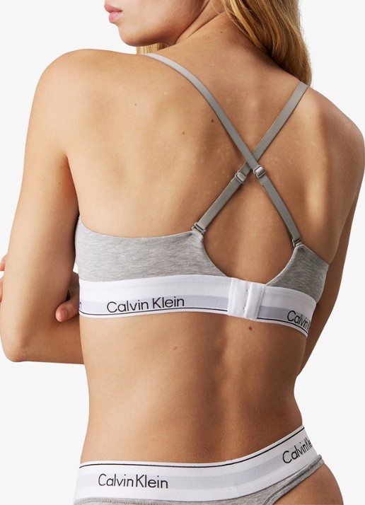 Calvin Klein Modern bralette met uitneembare vulling en logoband - detail 6 grey heather / grijs