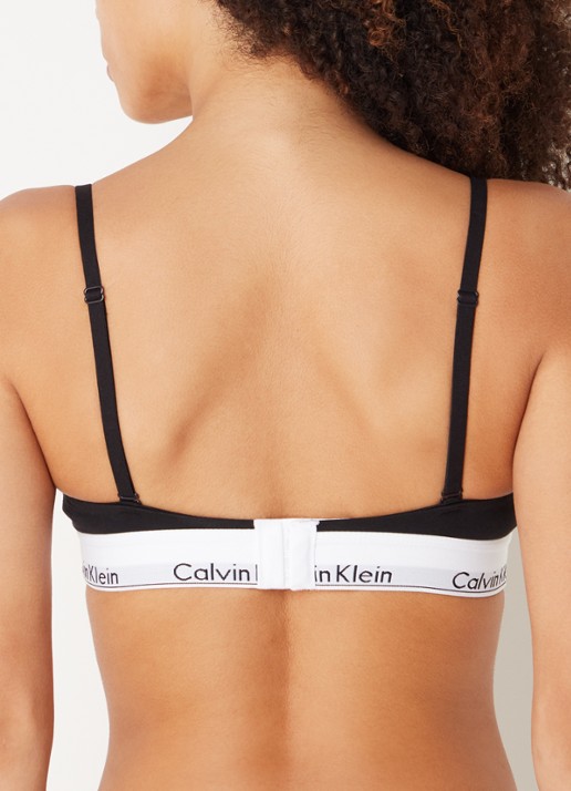 Calvin Klein Modern Cotton prothese bh met logoband - achterkant zwart