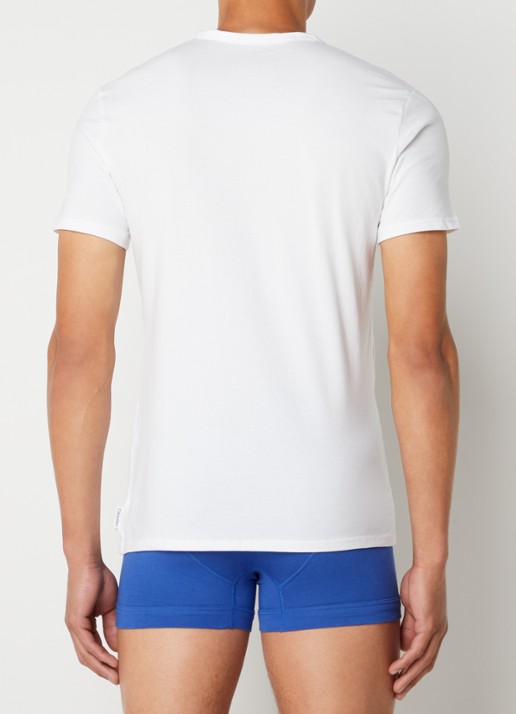 Calvin Klein Modern Cotton T-shirt met ronde hals in 2-pack - achterkant 4 wit