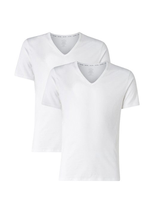 Calvin Klein Modern Cotton T-shirt met V-hals in 2-pack