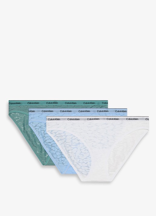 Calvin Klein Modern Logo slip van kant in 3-pack - voorkant lichtblauw