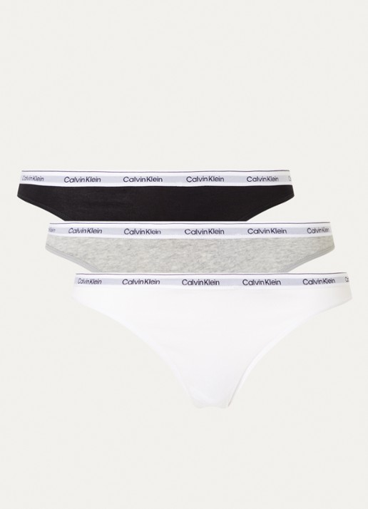 Calvin Klein Modern Logo string met logoband in 3-pack - voorkant 2 grijs