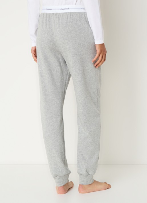 Calvin Klein Modern mid waist straight fit loungebroek met logoband - achterkant 9 lichtgrijs