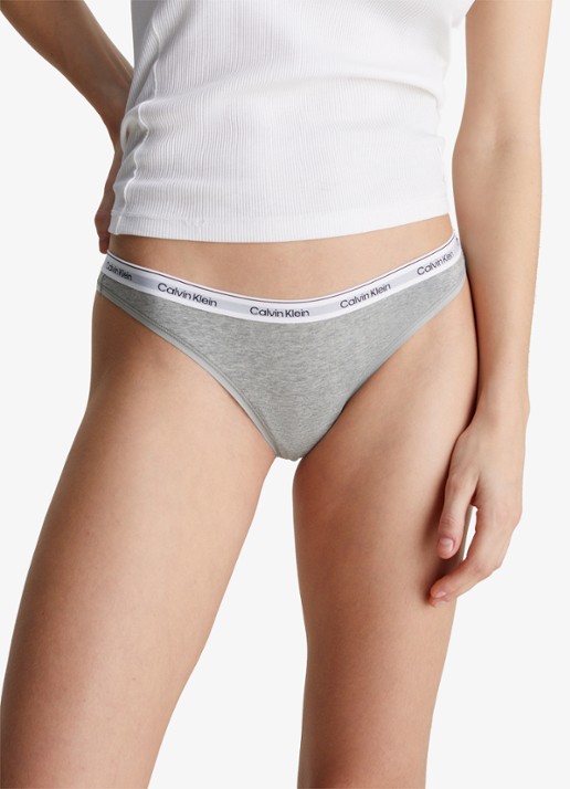 Calvin Klein Modern string met logoband - achterkant 6 grey heather / grijs