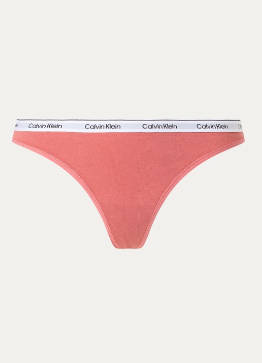 Calvin Klein Modern string met logoband - voorkant 2 dusty cedar / oranje