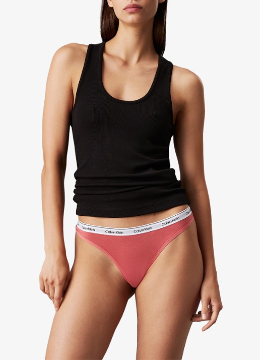 Calvin Klein Modern string met logoband - voorkant 3 dusty cedar / oranje