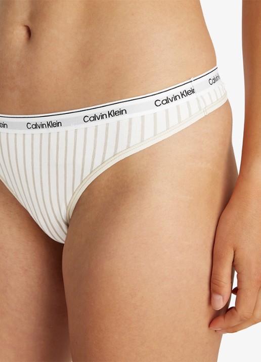 Calvin Klein Modern string met logoband - detail 3 steady stripe/pelican / wit
